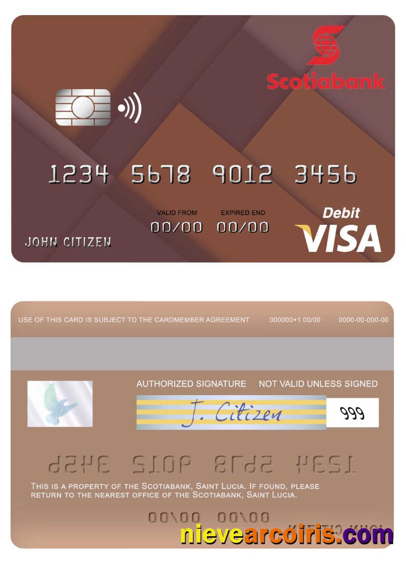 Saint Lucia Scotiabank visa debit card
